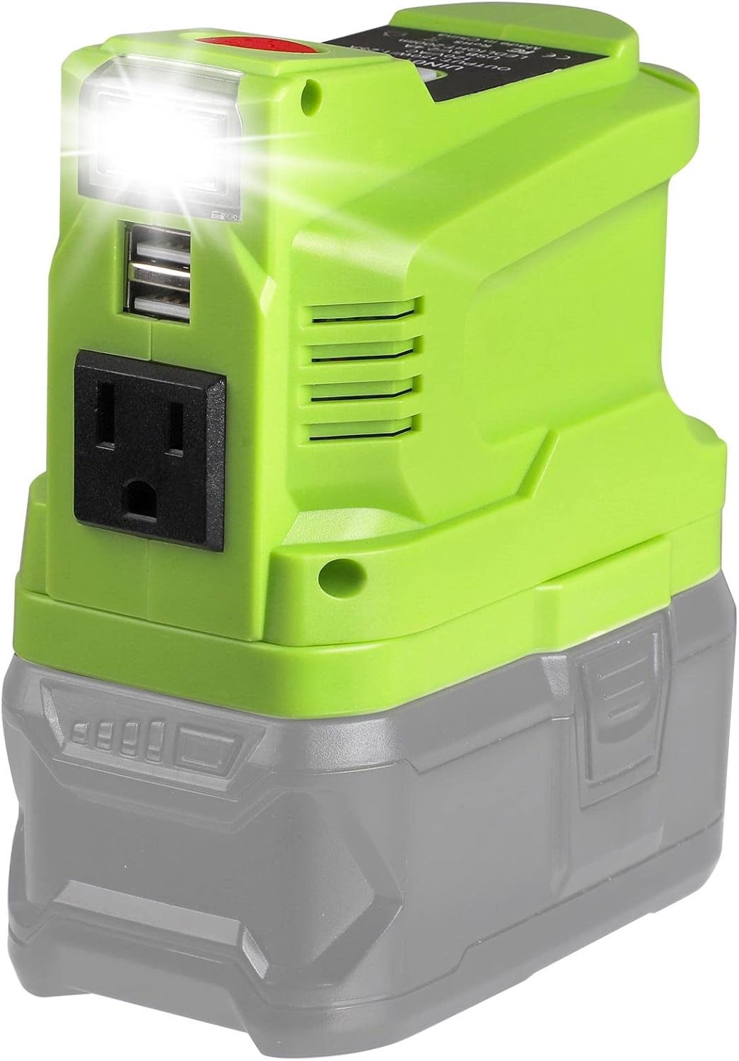 150W Power Inverter for 18V Battery with 2 USB, LED Light, AC Outlet J9862