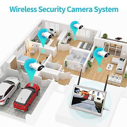 1080p Wireless Security Camera System with 12 inch LCD Monitor T41277