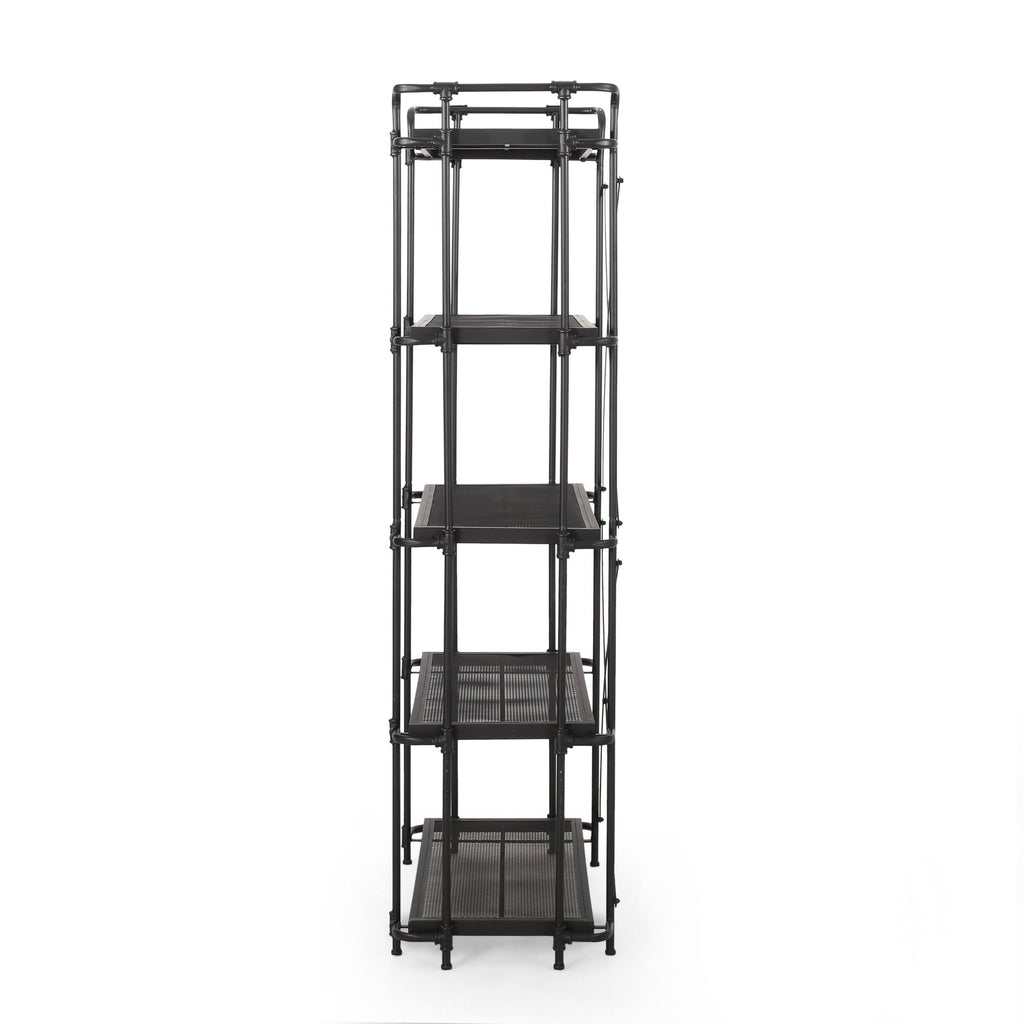 5-Shelf Industrial Metal Pipe Bookcase S116