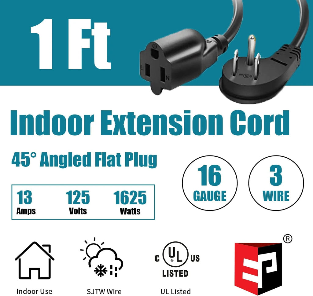 10 Ft 16/3 Flat Plug Indoor Extension Cord L1910