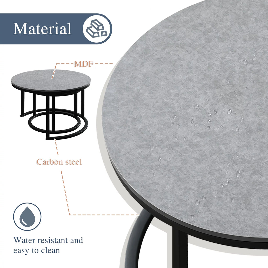 Round Nesting Coffee Table Set Metal Frame Gray F791428