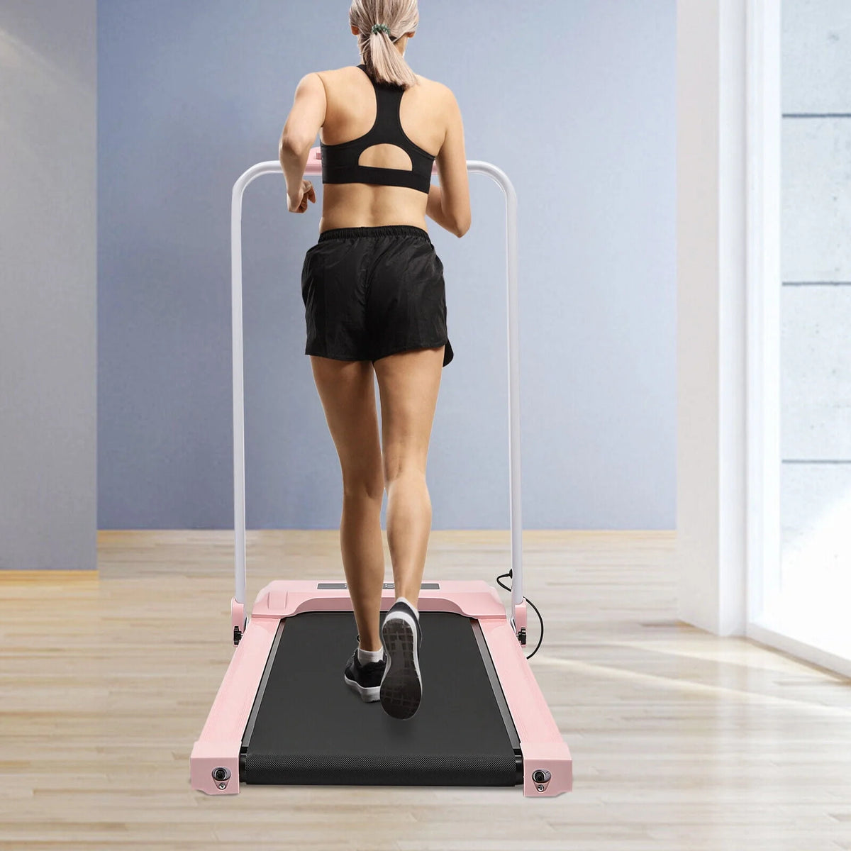 Folding Compact Treadmill 220 lbs Capacity Pink/Black V181