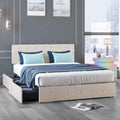 Queen Size Bed Frame with Storage Drawers and Adjustable Headboard S344