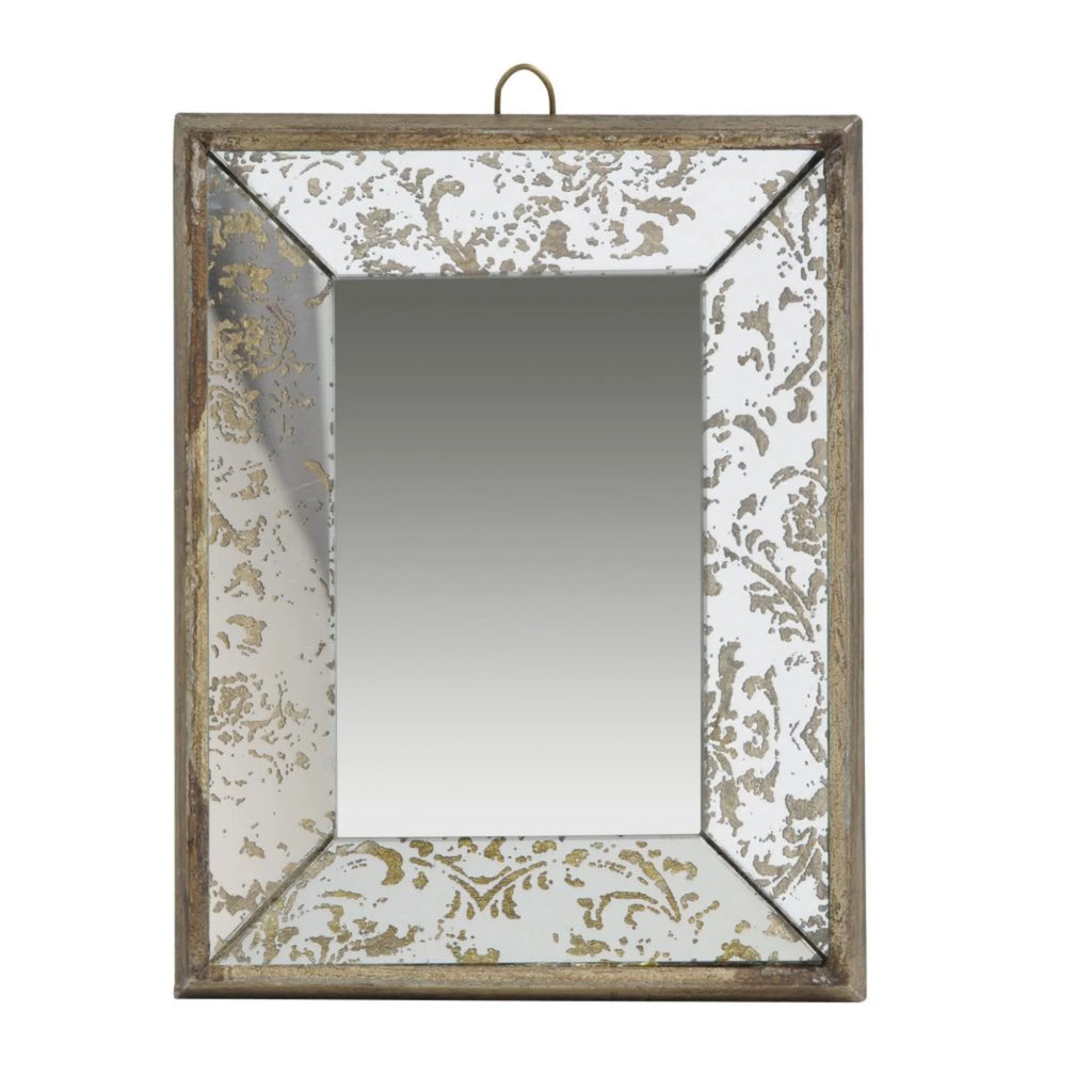 12" Brown and Silver Wooden Framed Rectangular Hanging Mirror J47874