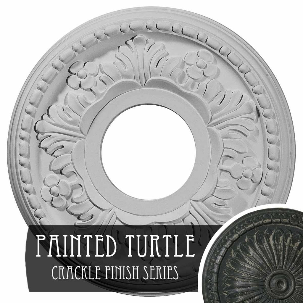 11 7/8 inchod x 3 5/8 inchid x 7/8 inchp Hand-Painted Ceiling Medallion J4818