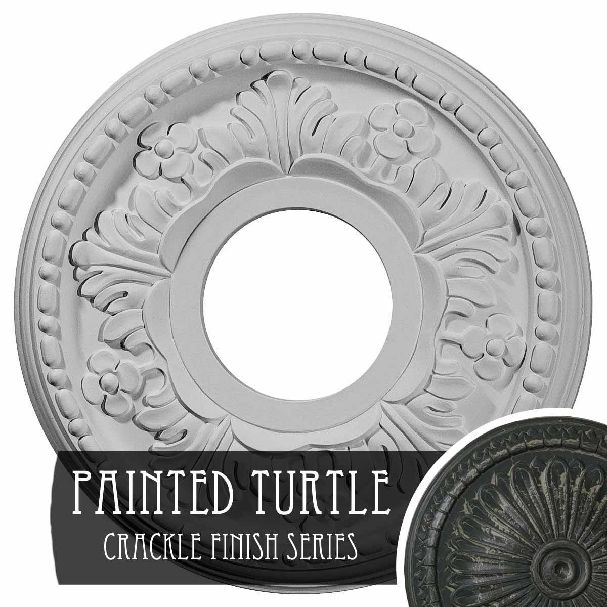 11 7/8 inchod x 3 5/8 inchid x 7/8 inchp Hand-Painted Ceiling Medallion J4818