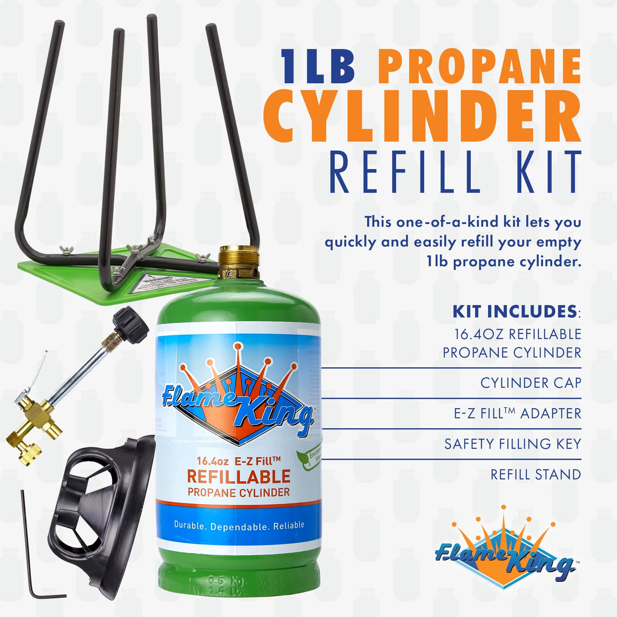 1LB Refillable Propane Tank Cylinder Refill Kit with Adapter Q70116