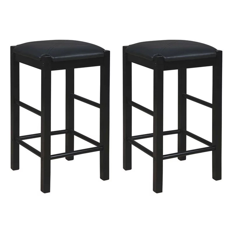Set of Two 25" Backless Faux Leather Counter Stools U57768