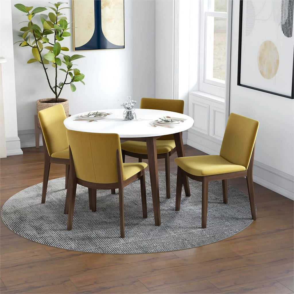 White Round Dining Table and 4 Chair Set Q459