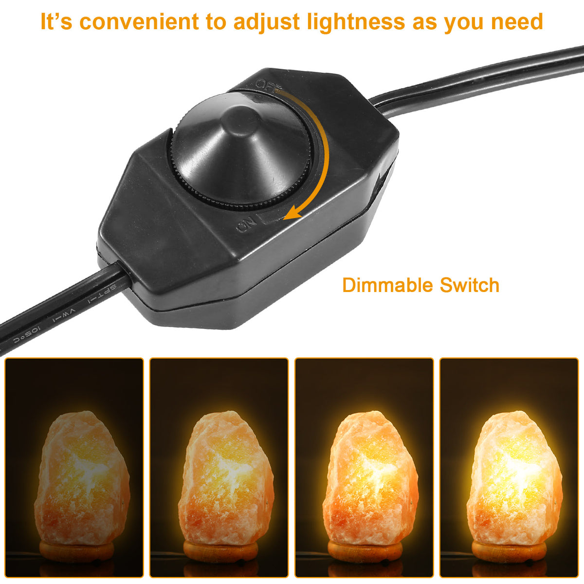 Salt Lamp with Dimmer Switch Hand Carved Table Lamp with Wood Base I46008