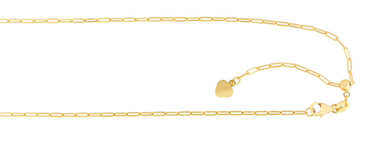 14K Yellow Gold 22in 1.5mm Adjustable Paperclip Chain with Lobster Clasp E92639