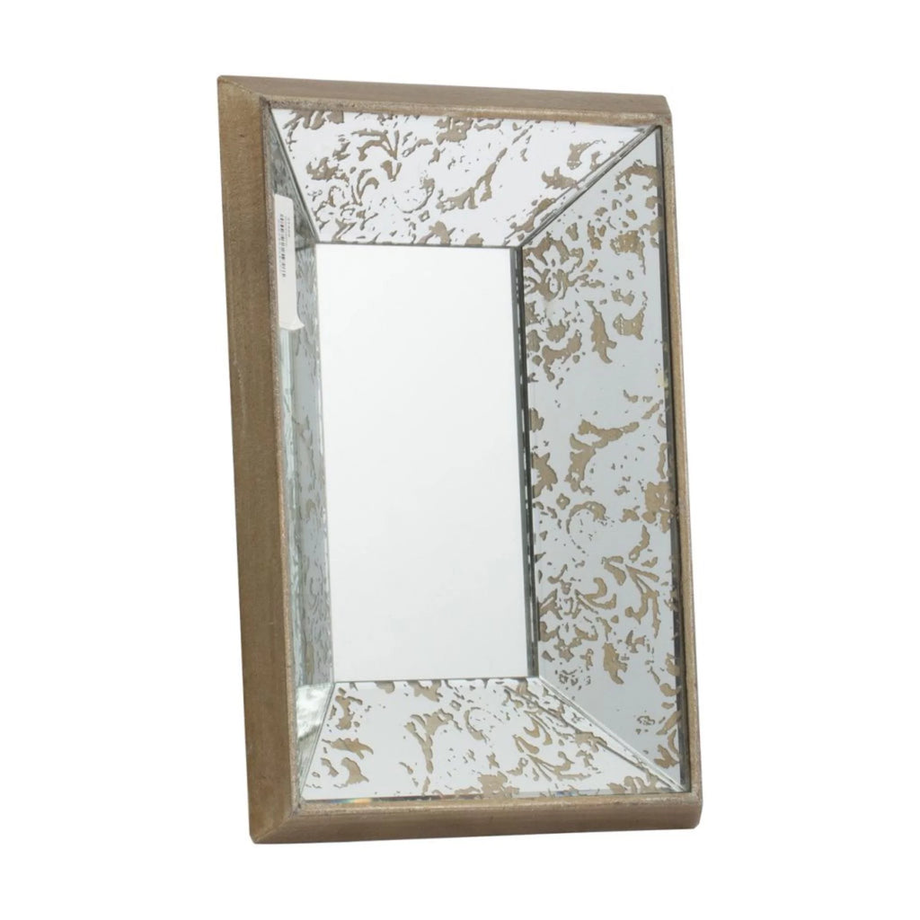 12" Brown and Silver Wooden Framed Rectangular Hanging Mirror J47874