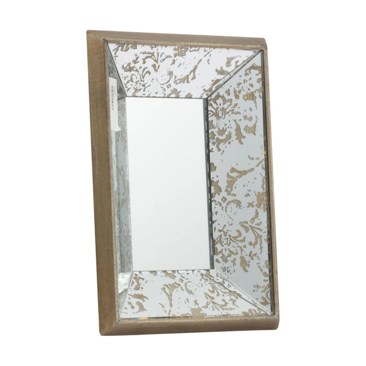 12" Brown and Silver Wooden Framed Rectangular Hanging Mirror J47874