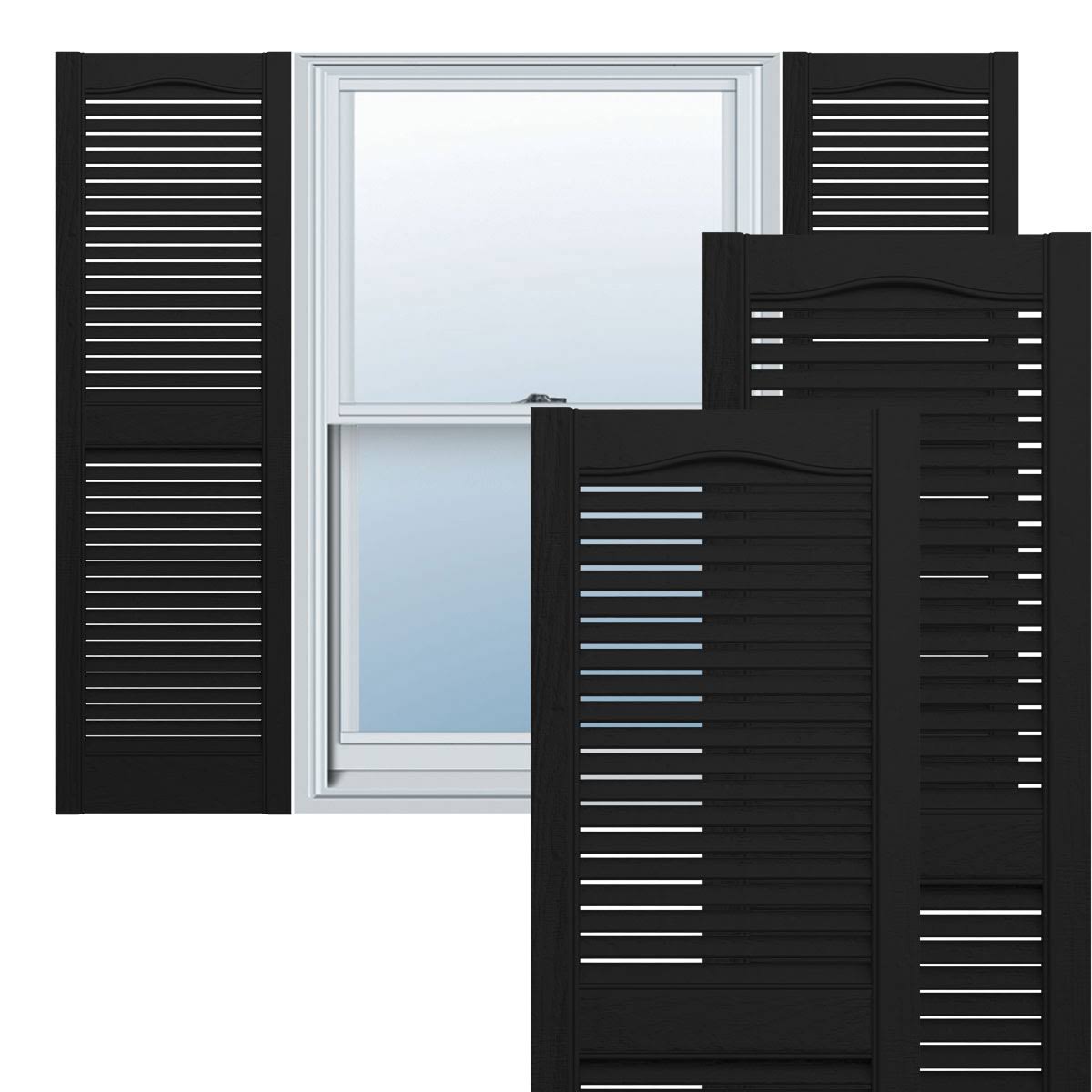 12 inch x 80 inch Vinyl Cathedral Top Center Mullion Open Louver Shutter G264