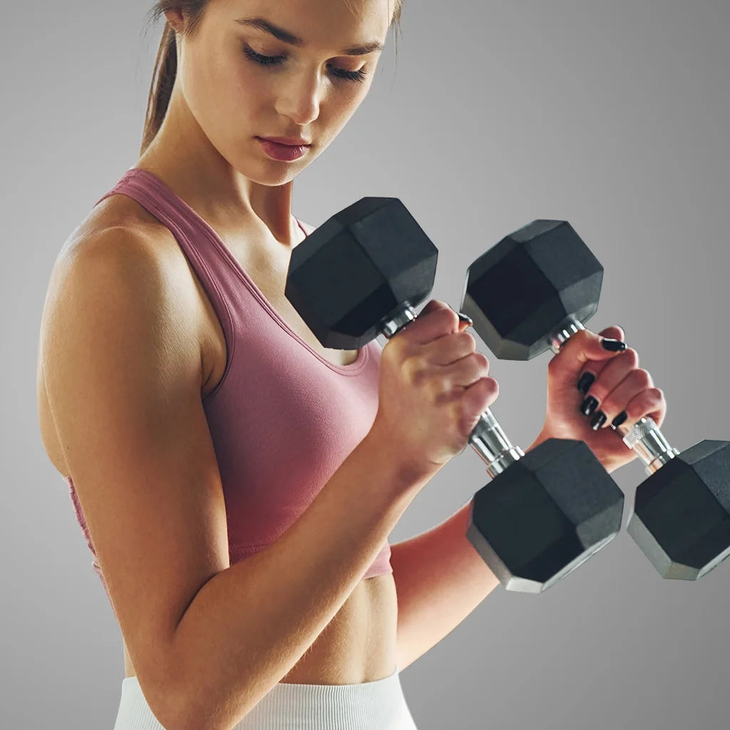 25lb Rubber Hex Dumbbell Pair B363