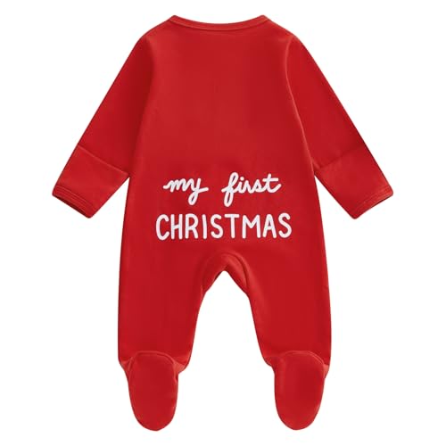 Newborn Christmas Footie Romper Zipper Bodysuit Jumpsuit Y71803