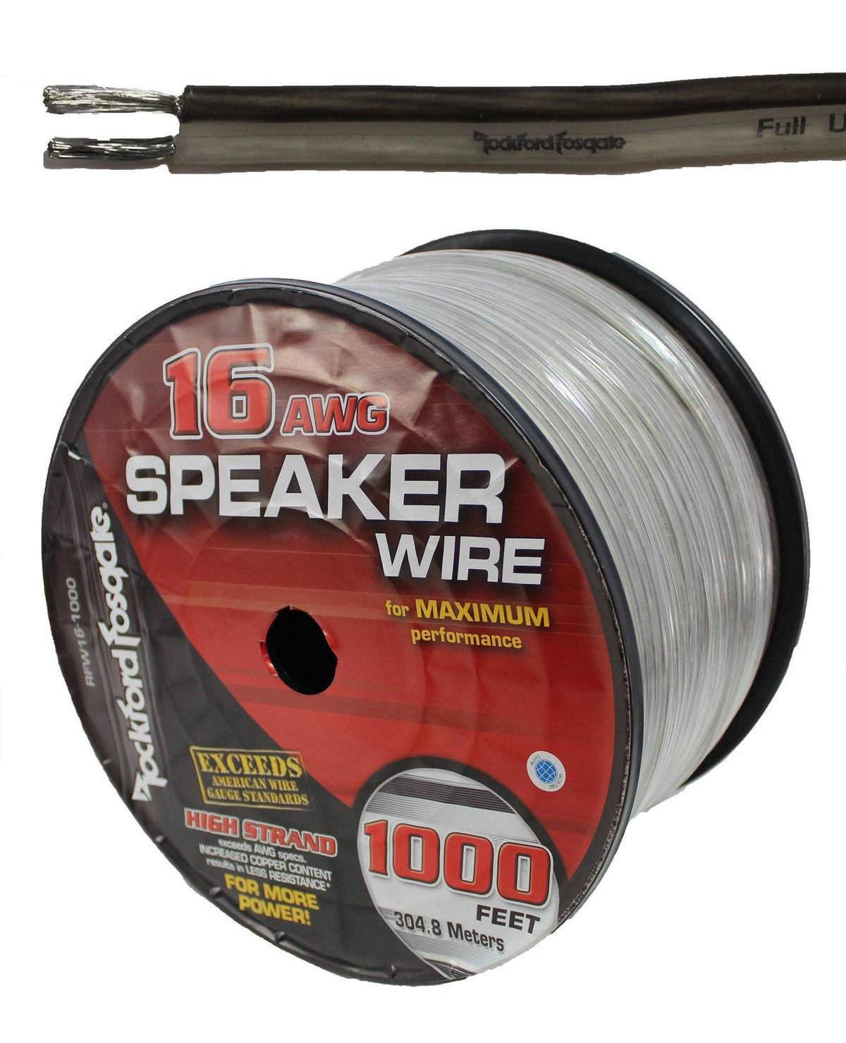 16 AWG Speaker Wire 1000 ft Spool Black / Silver J762