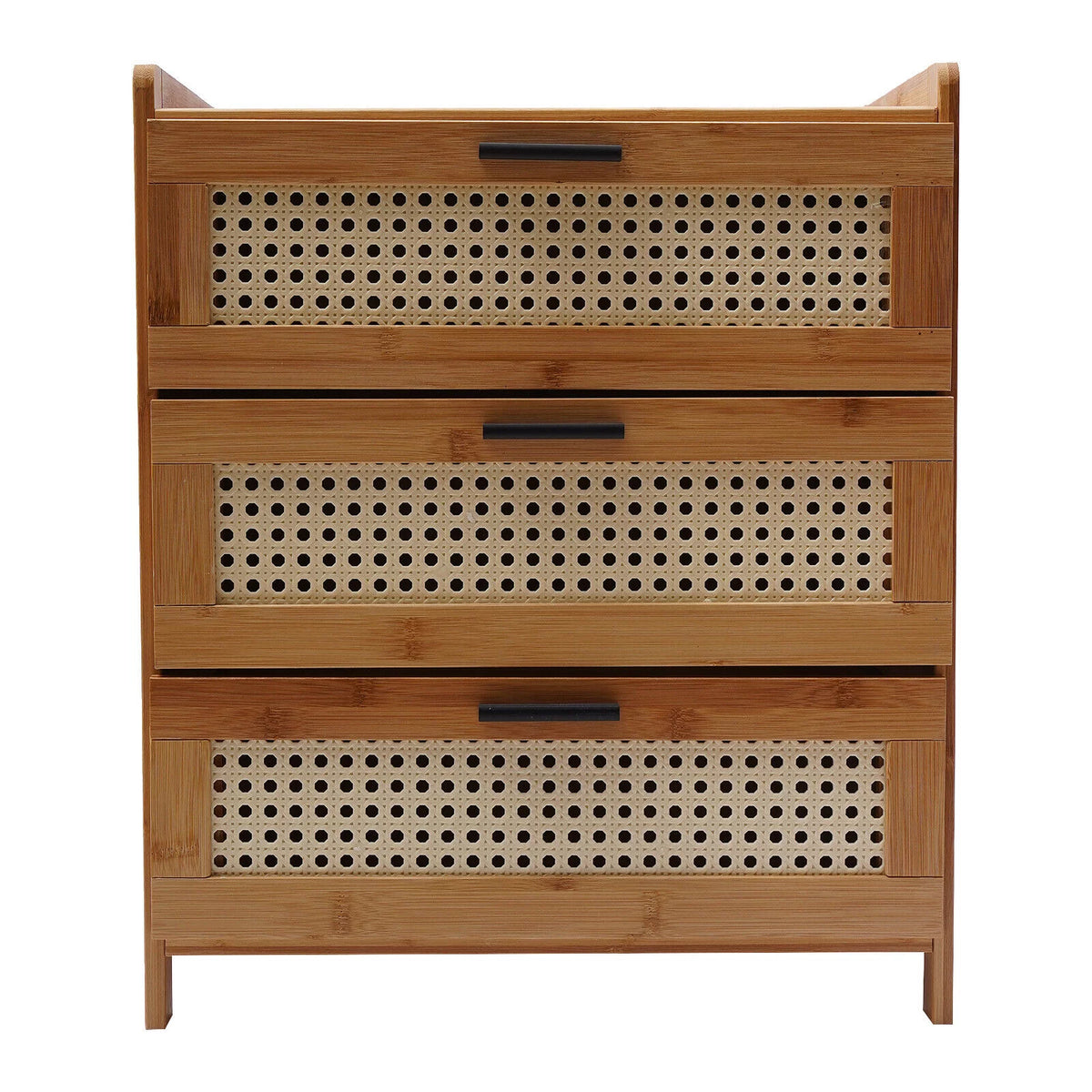 Bamboo Wood 3 Sliding Drawers Nightstand A435882