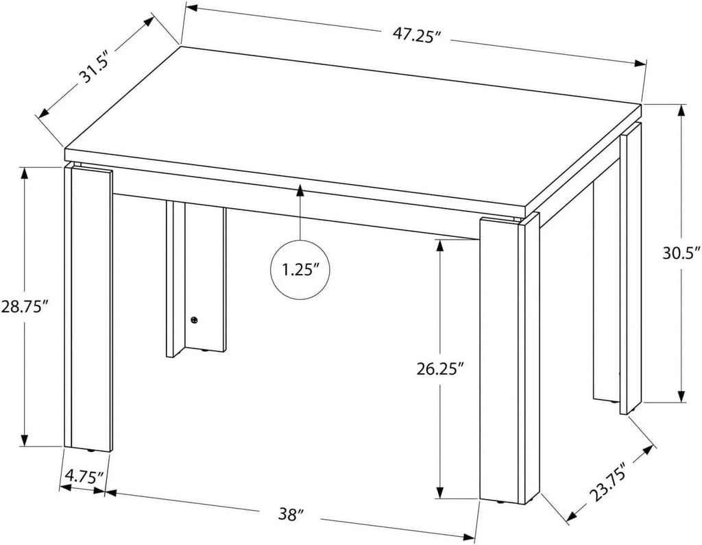 48" Black Dining Table Z3090