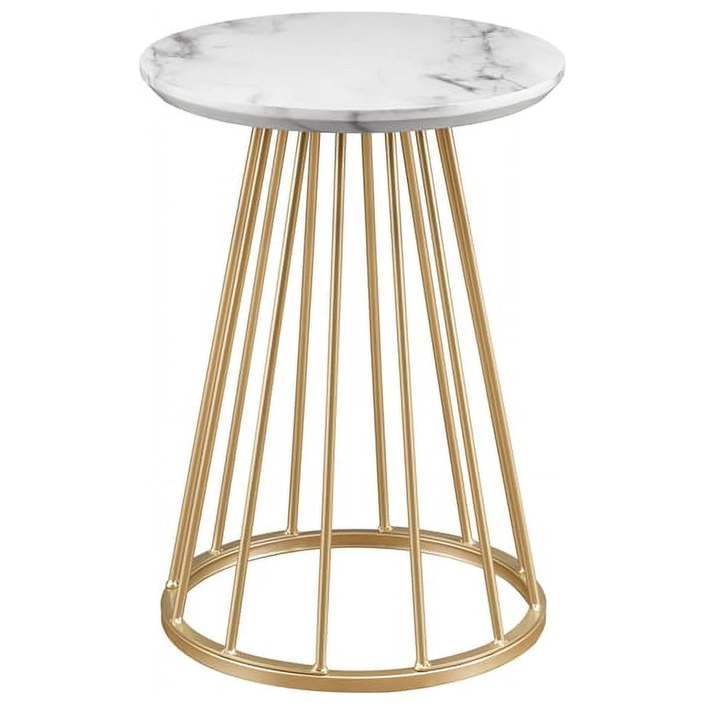 16" Modern Wood Side Table with Metal Caged Base X145255