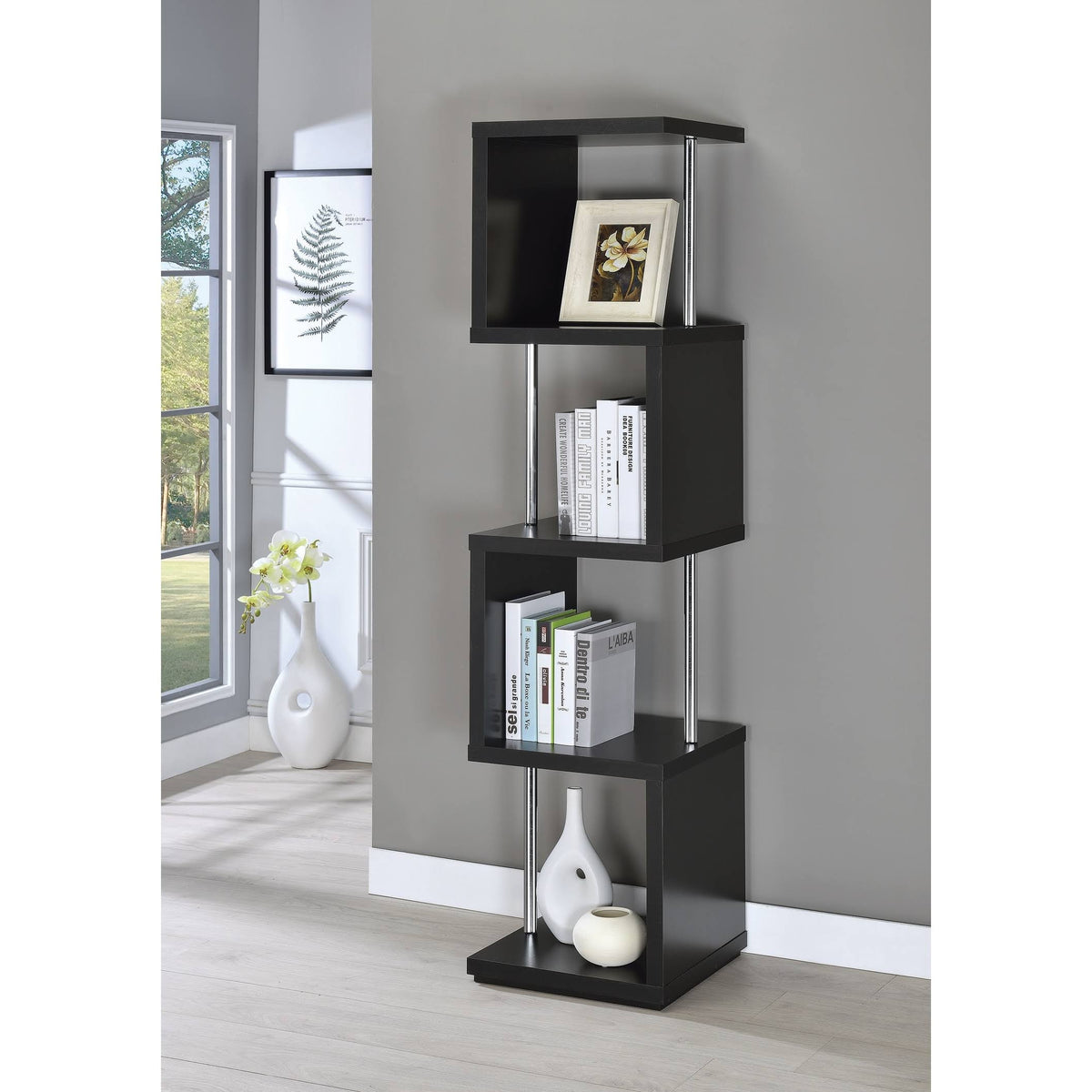 Black 4-Tier Bookcase D3242