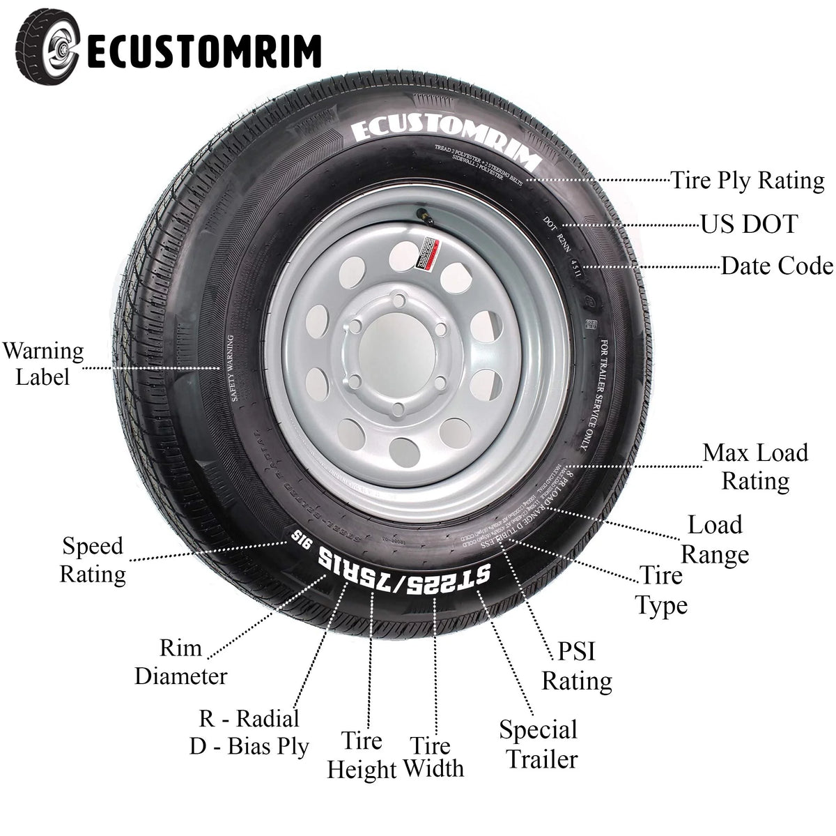 13 Trailer Tire Bias Ply Load Range C Z556