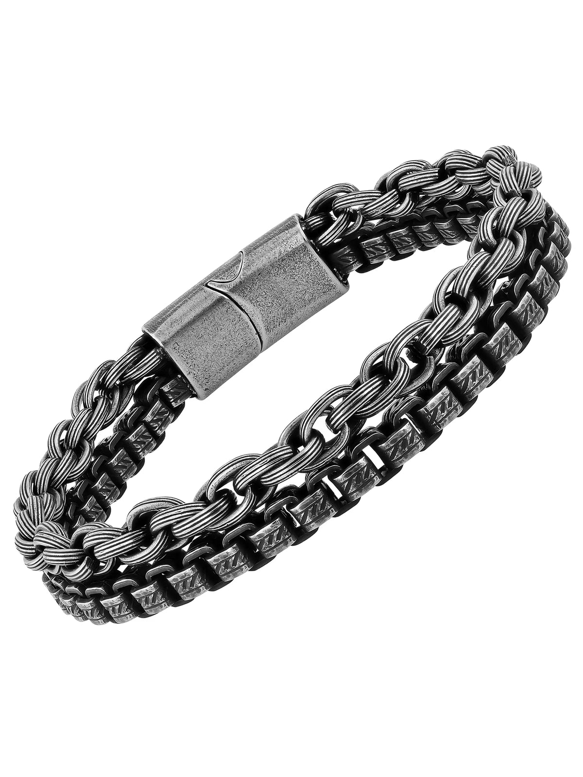 Stainless Steel Gunmetal Tone Stacked Bracelet R676933