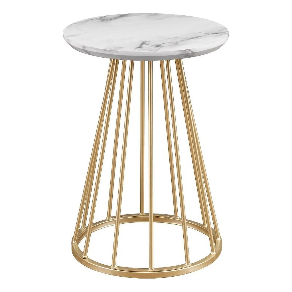 16" Modern Wood Side Table with Metal Caged Base X145255