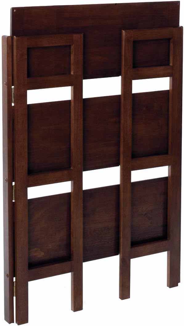 Antique Walnut/Black 3-PC Folding Bookcase with Fabric Basket P166169
