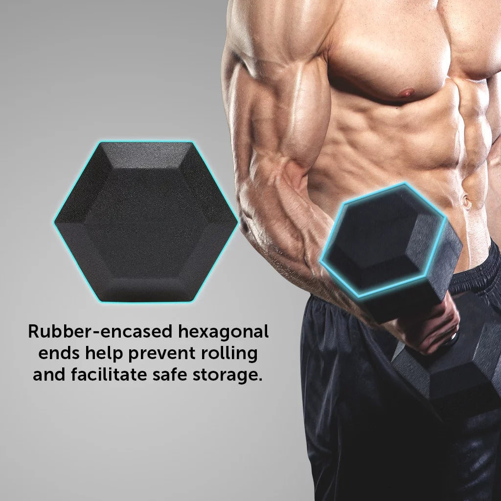 25lb Rubber Hex Dumbbell Pair B363