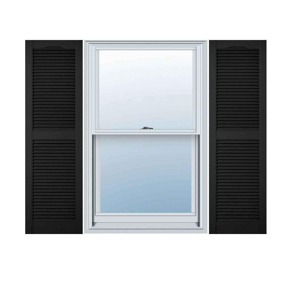 12 inch x 80 inch Vinyl Cathedral Top Center Mullion Open Louver Shutter G264